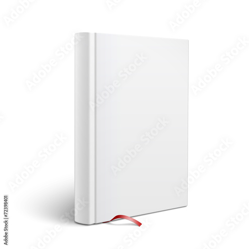 Blank vertical book with bookmark template.