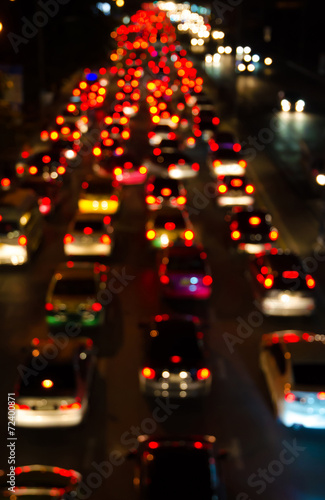 Evening traffic on road in city, Motion blur