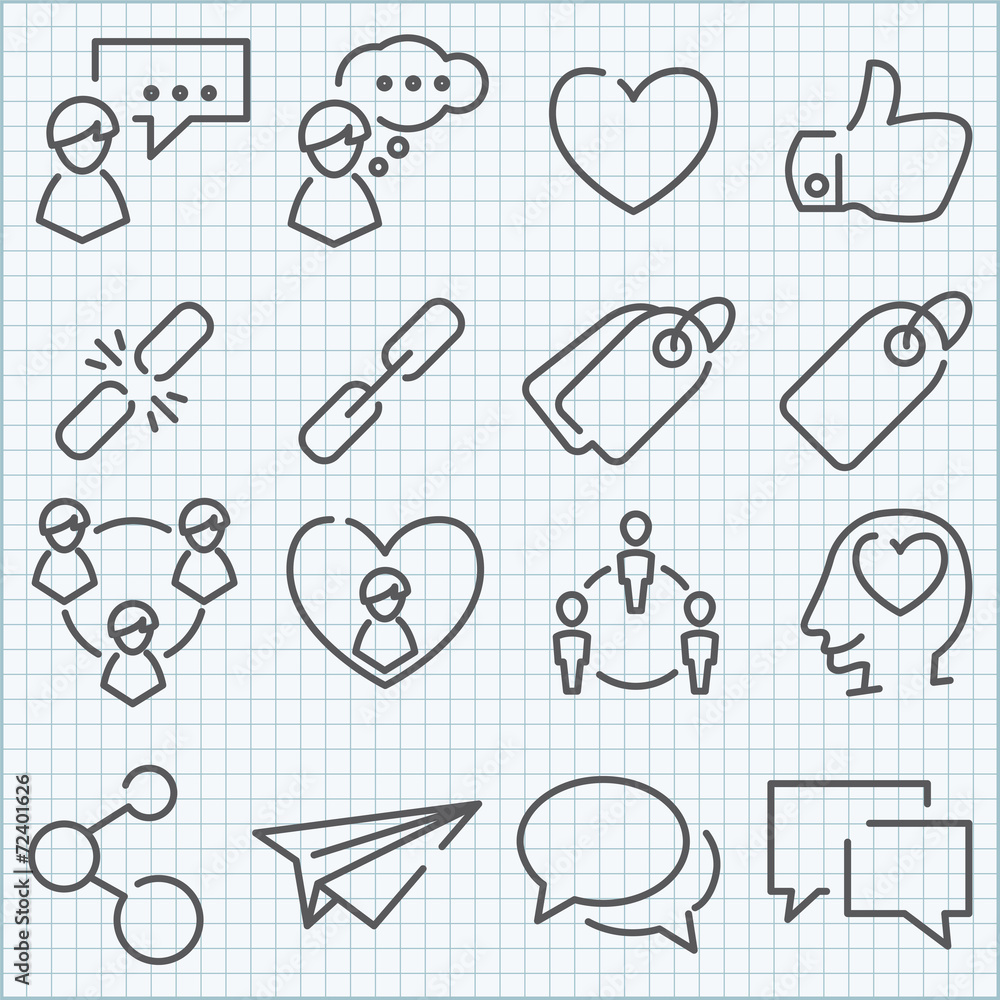 Vector thin line icons set Vector thin line icons set