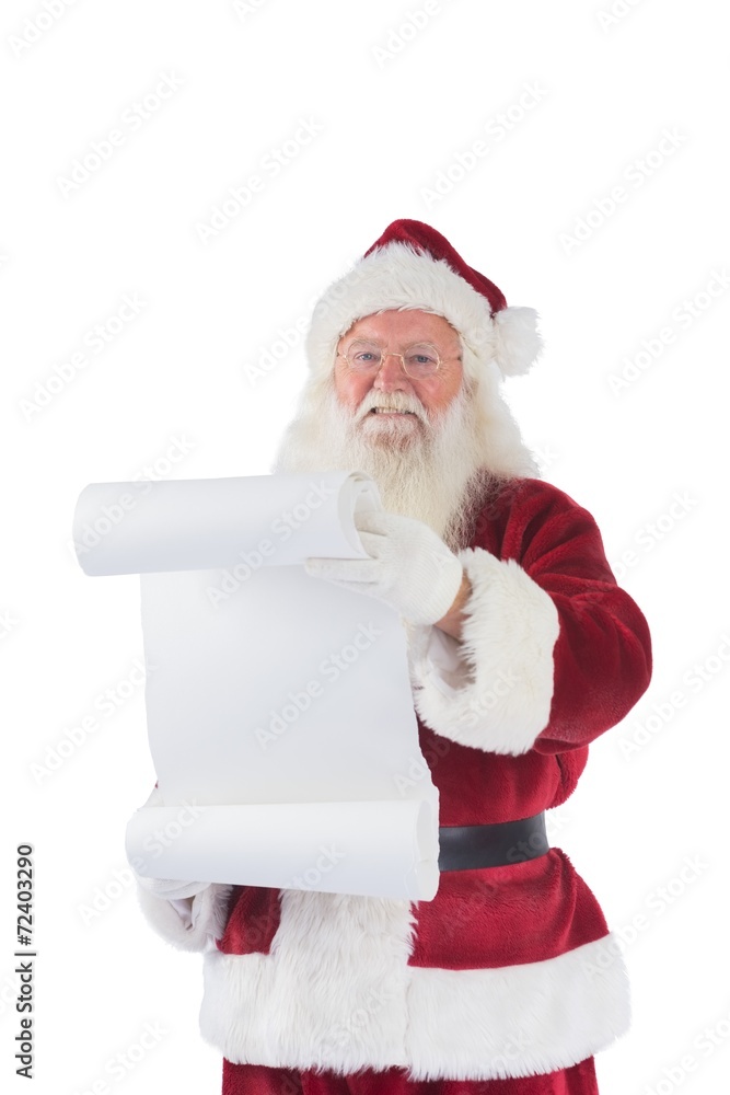 Naklejka premium Father Christmas holds a list