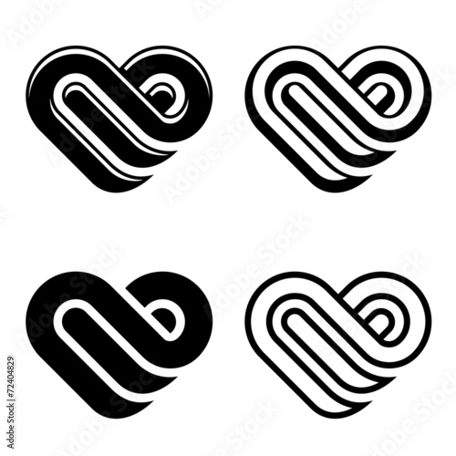 vector abstract heart black white symbols
