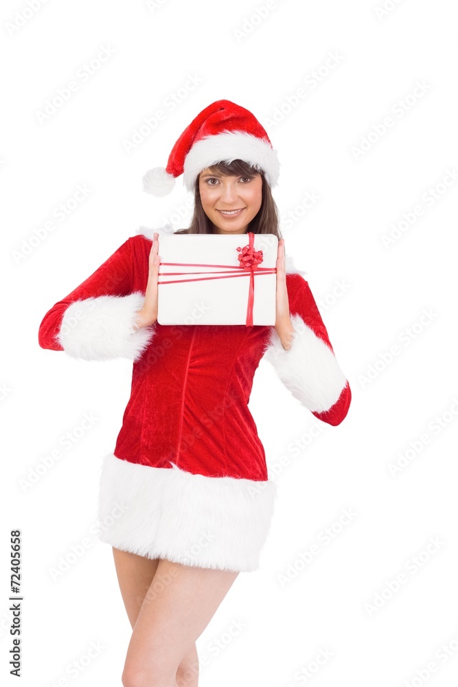 Sexy santa girl holding gift Sexy santa girl holding gift