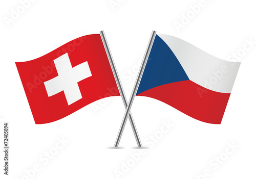 Czech and Swiss flags. Vector illustration.
