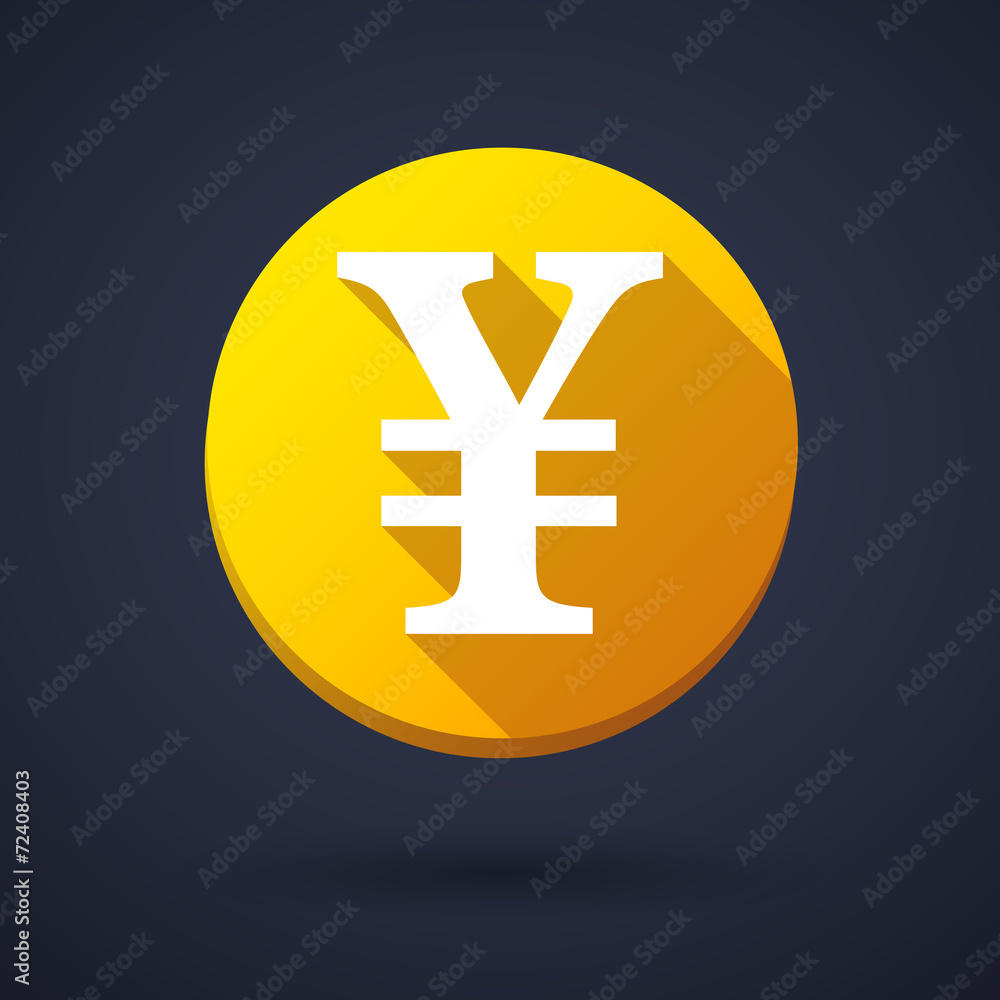 Long shadow icon with a currency sign Long shadow icon with a currency sign