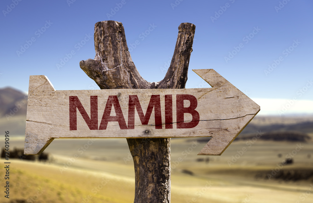 Namib wooden sign with a desert background