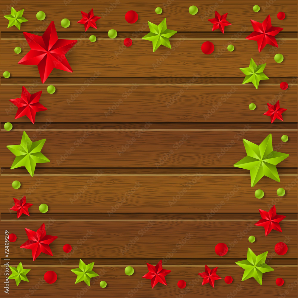Christmas starry decorations on wooden background Christmas starry decorations on wooden background