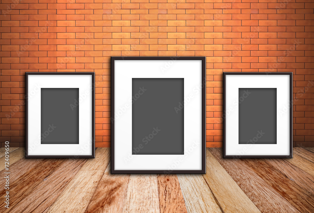 photo frame on old brick wall photo frame on old brick wall