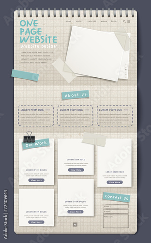 notebook style one page website design template