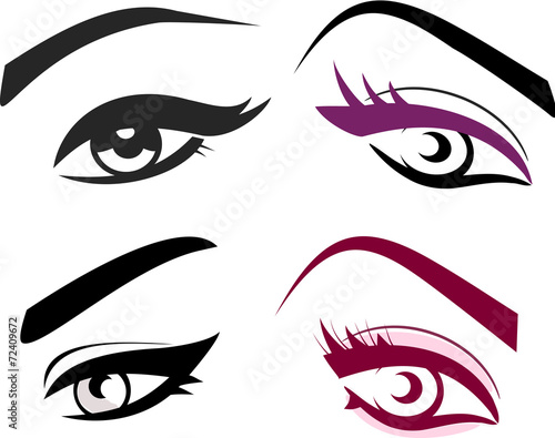 Beautiful girls eyes and lashes set