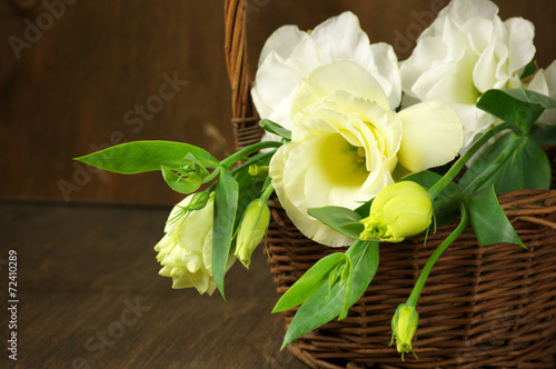 Eustoma flowers in basket