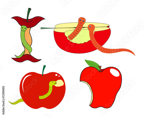 Eating Worm Apples Vector