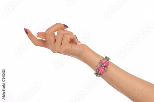 Beautiful woman hand with gemstone bracelet
