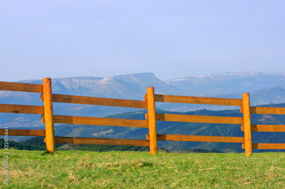 wooden fence with mountains wooden fence with mountains