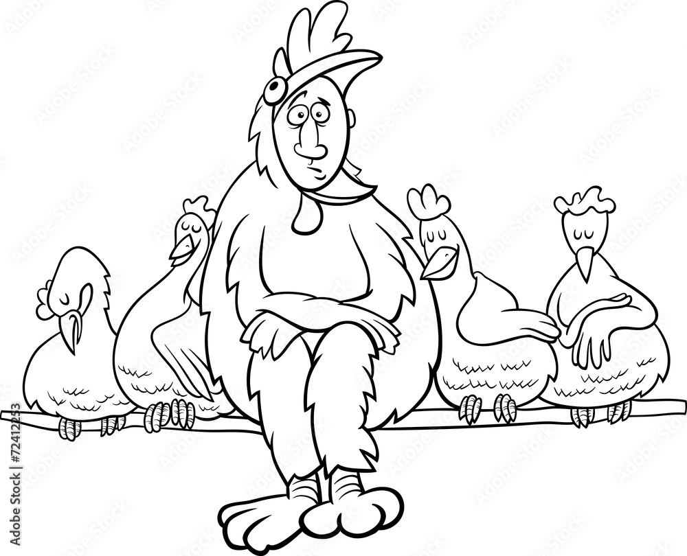 Fototapeta premium ruler of the roost saying coloring page