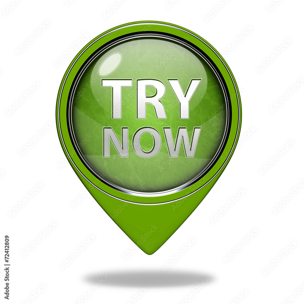Try now pointer icon on white background Try now pointer icon on white background