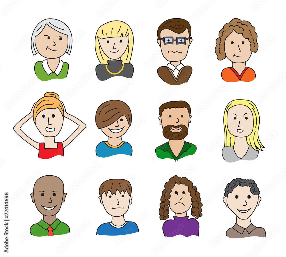 Collection of funny cartoon faces with different emotions Collection of funny cartoon faces with different emotions
