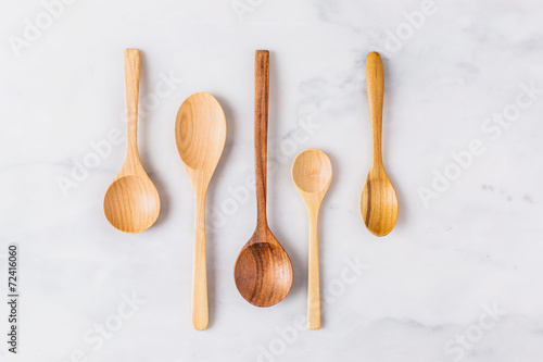 Various types of wooden spoons