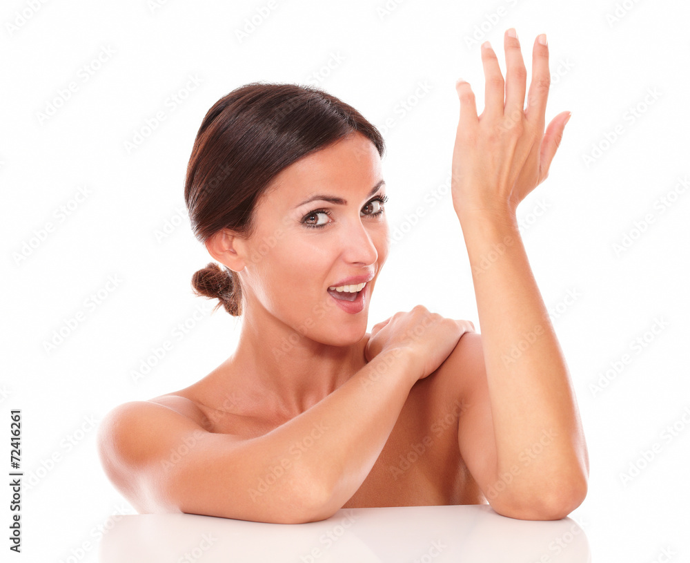 Charming beautiful woman showing her freshness Charming beautiful woman showing her freshness