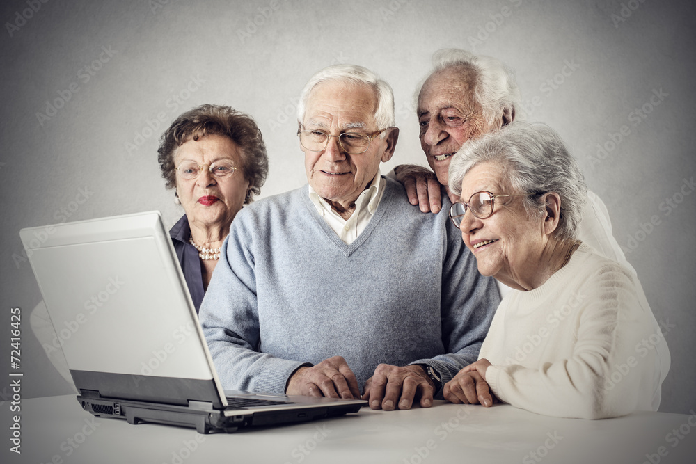 Elderly people using a pc Elderly people using a pc