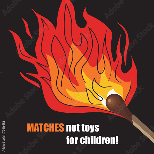 Burning match. Vector illustration.