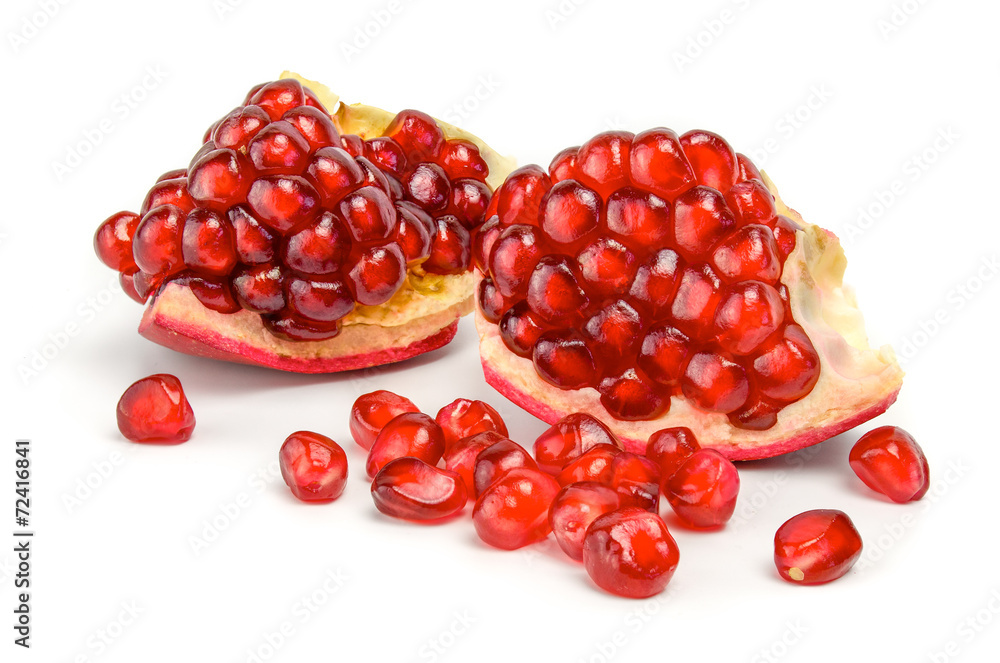 Ripe pomegranate fruit isolated on white background cutout Ripe pomegranate fruit isolated on white background cutout
