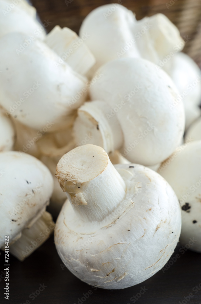 Fresh whole champignons close up Fresh whole champignons close up