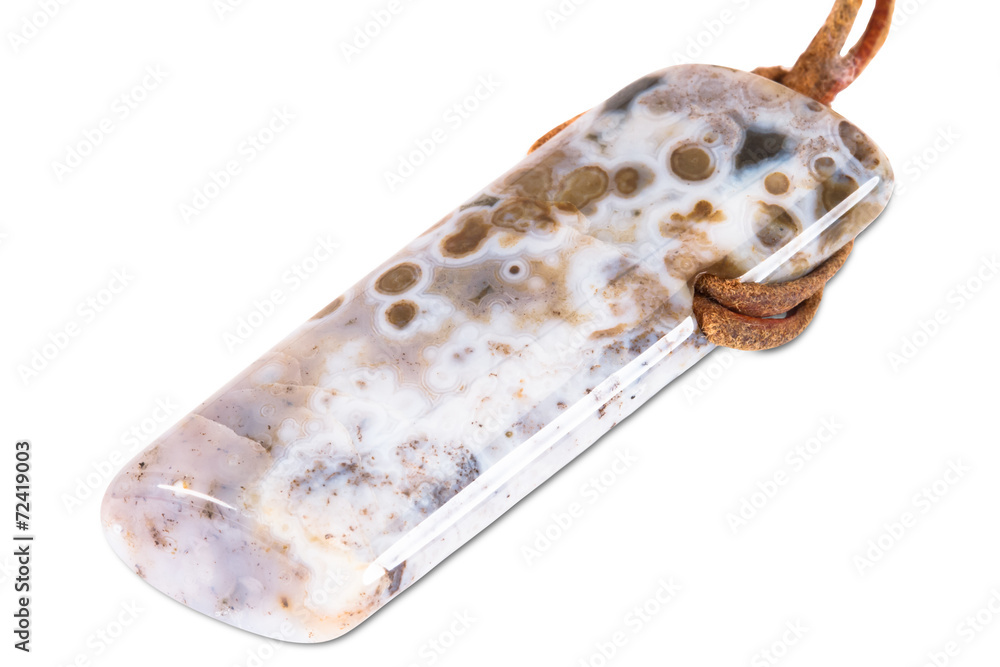 Obraz premium Precious gem on white background, ocean jasper