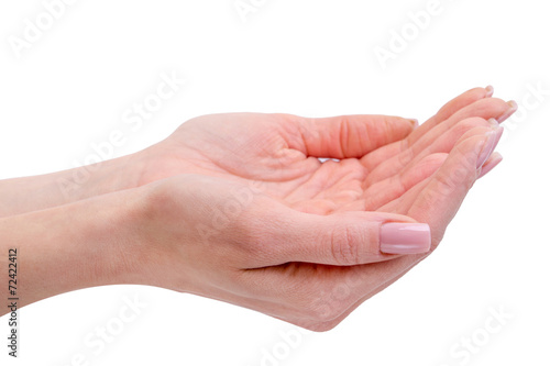 hands of young woman - isolated on white background