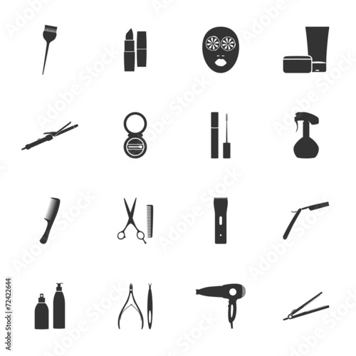 Beauty salon silhouettes flat icons set