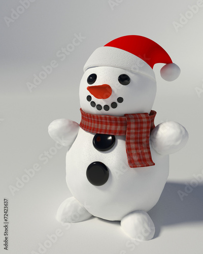 3d render of a snowman wearing santa hat © suzanaopacak