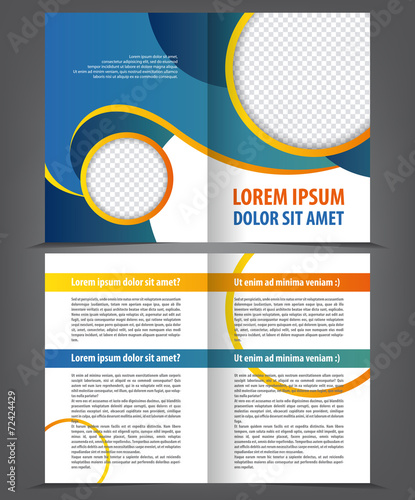 Vector empty bi-fold brochure print template design