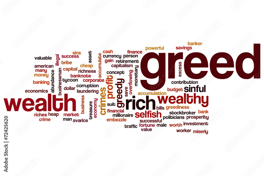Greed word cloud Greed word cloud