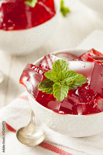 Homemade Red Cherry Gelatin Dessert