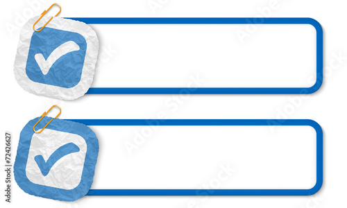 blue frames with texture crumpled paper and check box