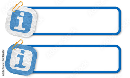 blue frames with texture crumpled paper and info symbol