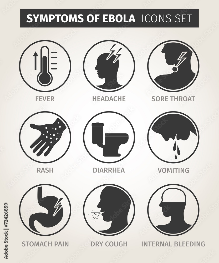 set of icons symptoms Ebola virus set of icons symptoms Ebola virus