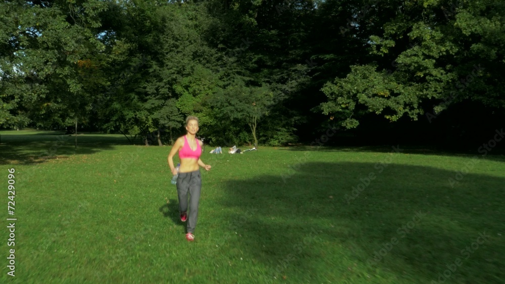 Blond running woman Blond running woman
