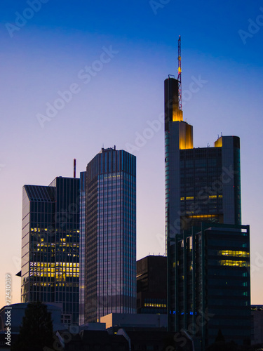 Skyline of Frankfurt, Germany, at sunset
