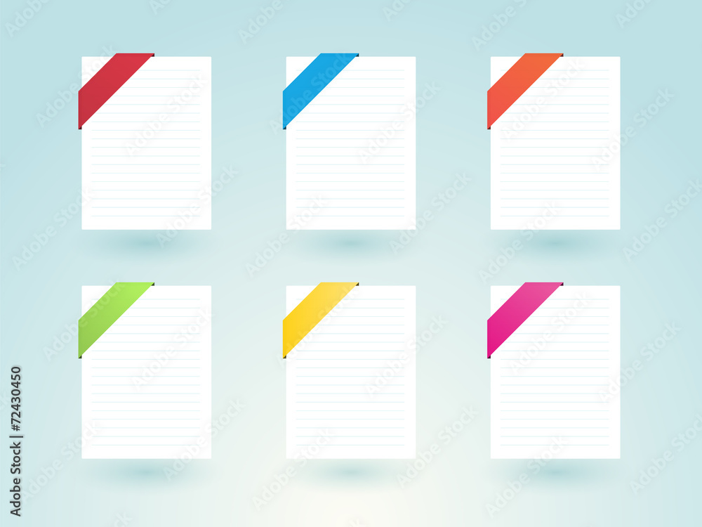 Paper page with colored stickers Paper page with colored stickers
