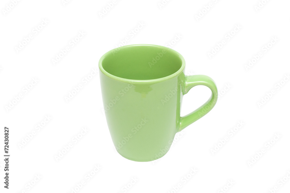 Green mug empty blank, isolated on white background Green mug empty blank, isolated on white background