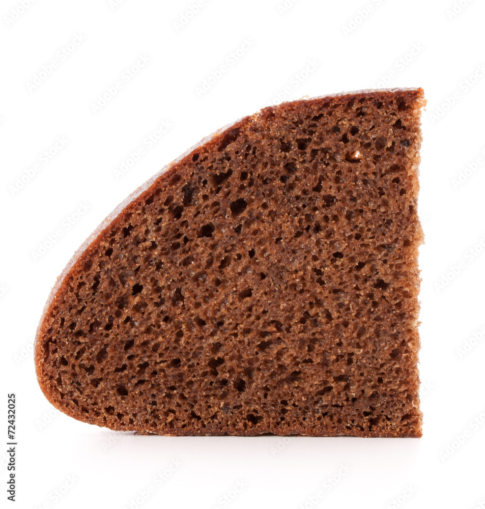 Slice of fresh rye bread isolated on white background cutout Slice of fresh rye bread isolated on white background cutout