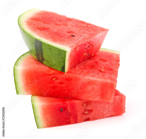 Sliced ripe watermelon isolated on white background cutout