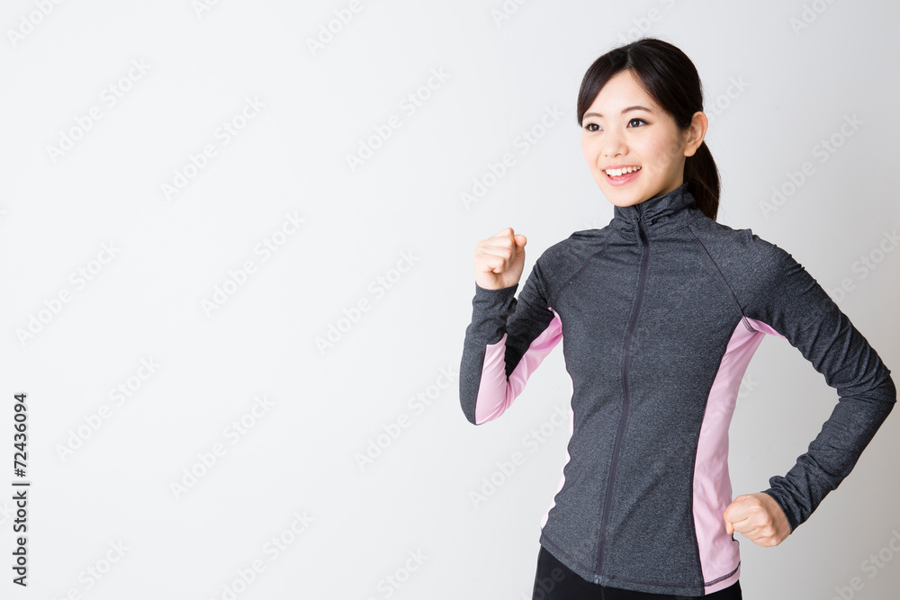 sporty asian woman on white background sporty asian woman on white background