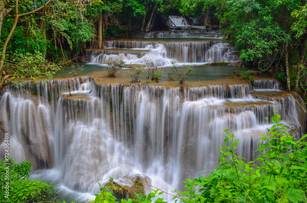 Deep forest Waterfall ,Huay Mae Khamin, Kanchanaburi ,Thailand