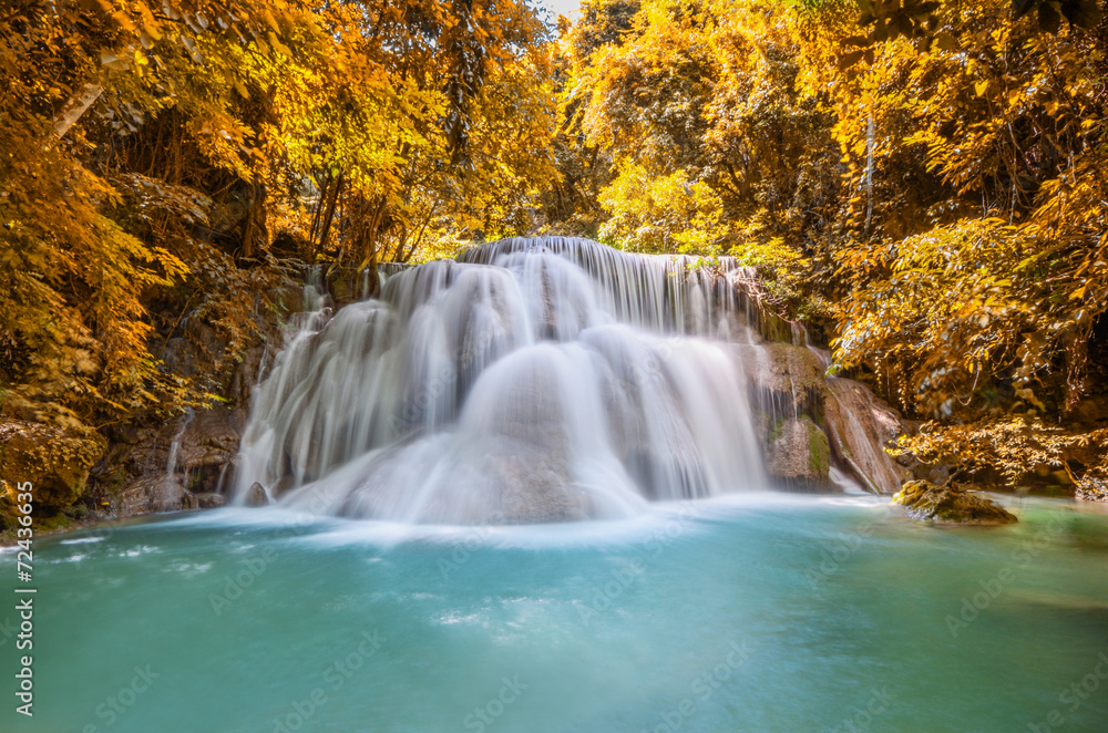 Deep forest Waterfall ,Huay Mae Khamin, Kanchanaburi ,Thailand