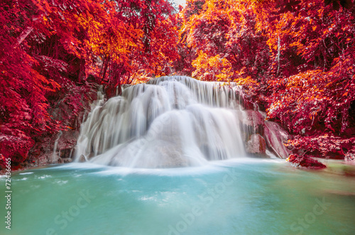 Beautiful deep forest Waterfall ,Huay Mae Khamin, Kanchanaburi ,
