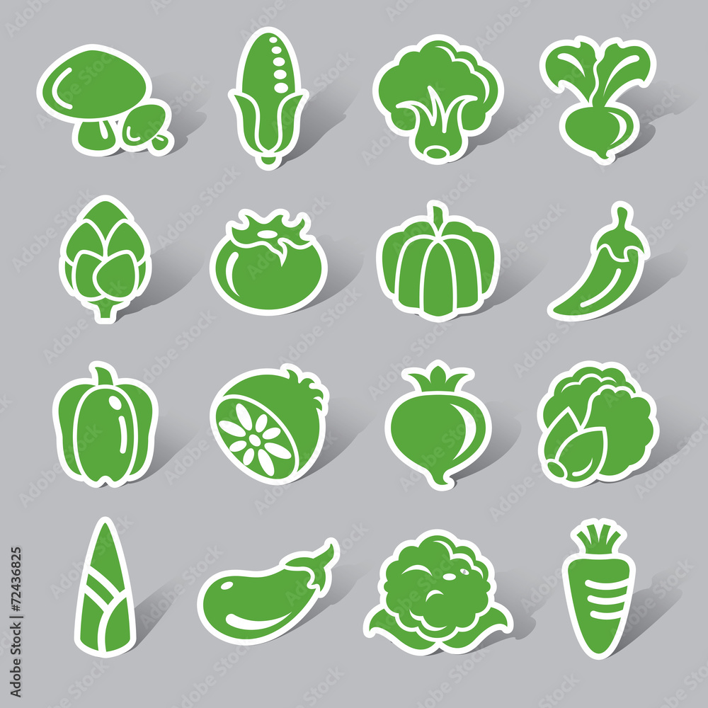 Vegetables Color Icon Label Vegetables Color Icon Label