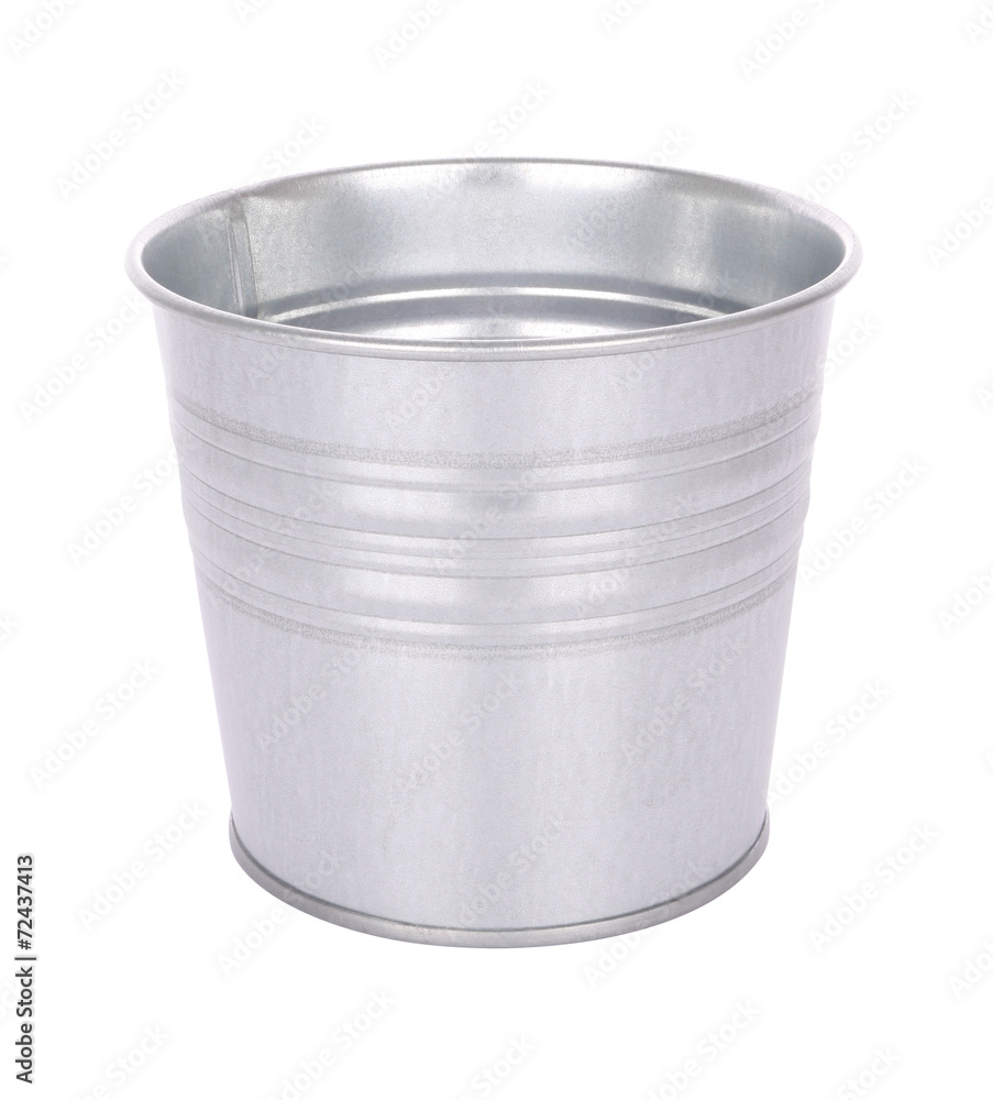 Grain metal bucket on white background.