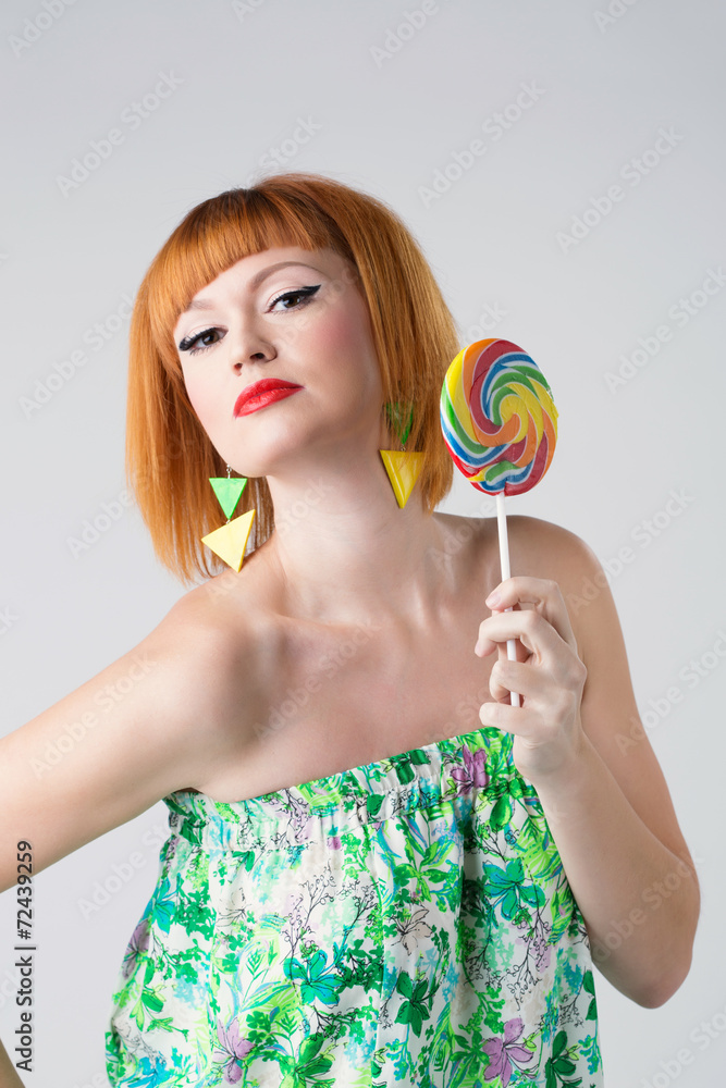 Image of pin-up girl with lollipop