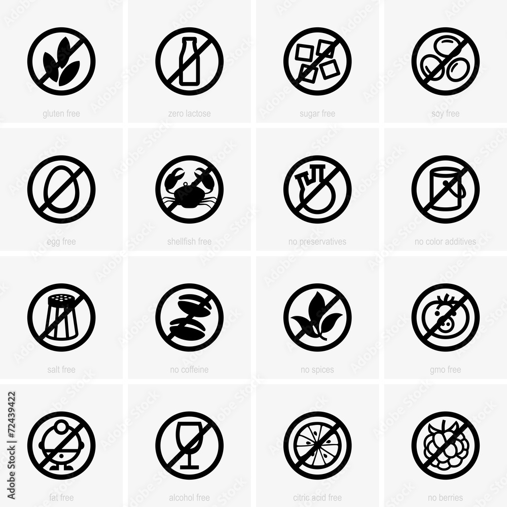 Allergen free icons Allergen free icons